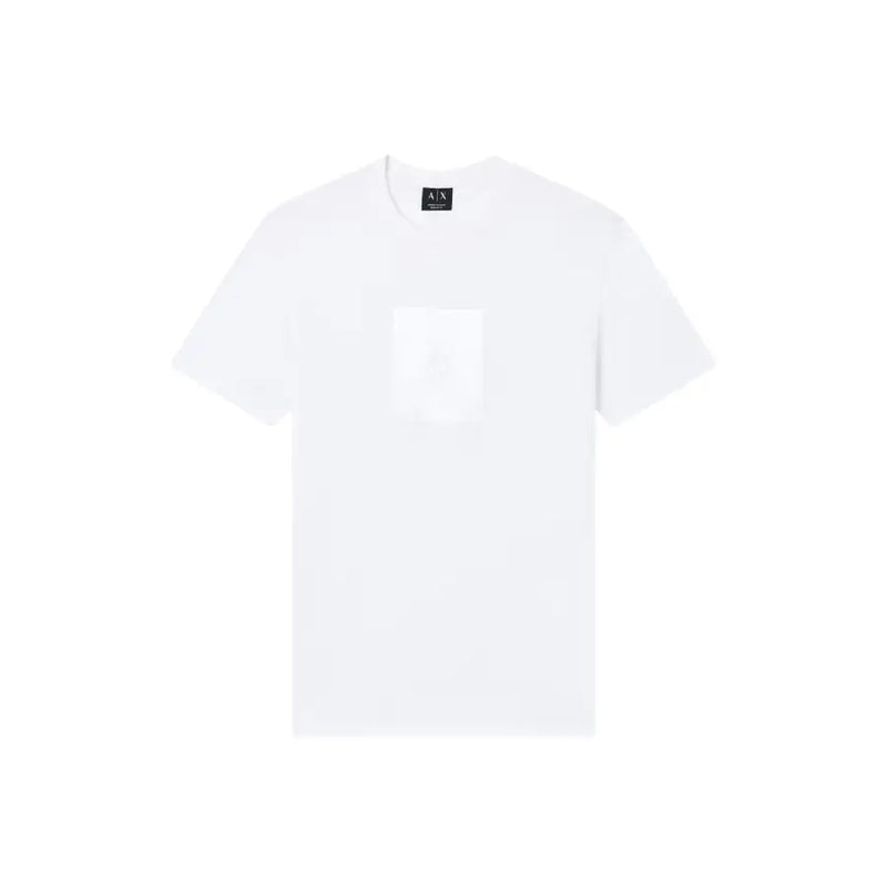 Blanc armani exchange hommes t-shirt avec un design de poche avant minimaliste et discret en coton doux