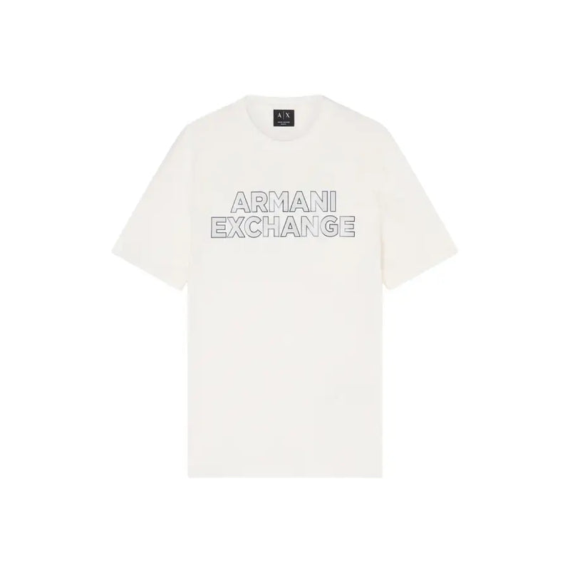 couleur crème Armani Exchange hommes t-shirt avec contours en gras Armani Exchange logo sur la poitrine