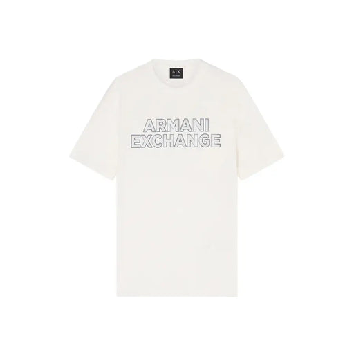 couleur crème Armani Exchange hommes t-shirt avec contours en gras Armani Exchange logo sur la poitrine