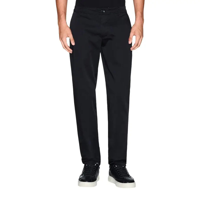 Armani Exchange Pantalon chino noir slim pour homme, coupe droite classique et plis discrets