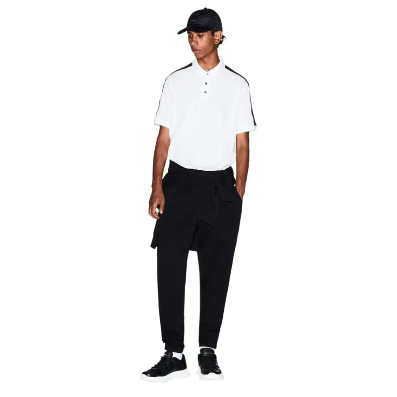 Armani Exchange Pantalon cargo noir pour homme, taille haute, coupe fuselée et poches latérales