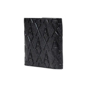 Texture noire Armani Exchange Portefeuille pour homme avec motif de logo hache en relief répété pour un usage quotidien élégant