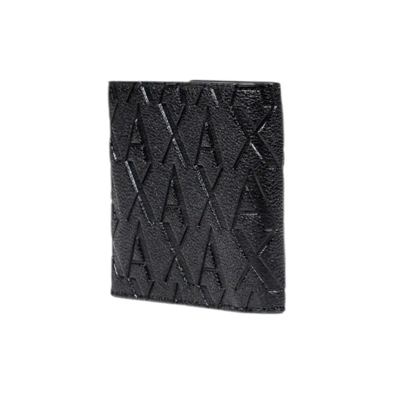 Texture noire Armani Exchange Portefeuille pour homme avec motif de logo hache en relief répété pour un usage quotidien élégant