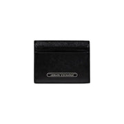 Noir Armani Exchange Portefeuille homme avec porte-cartes en cuir texturé et plaque logo argentée