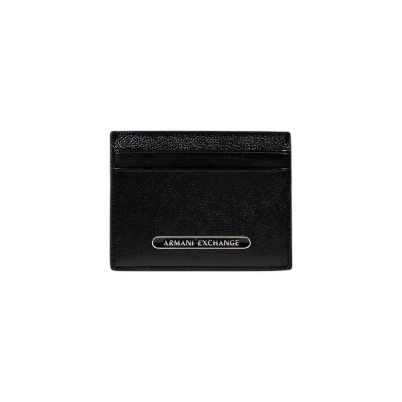 Noir Armani Exchange Portefeuille homme avec porte-cartes en cuir texturé et plaque logo argentée