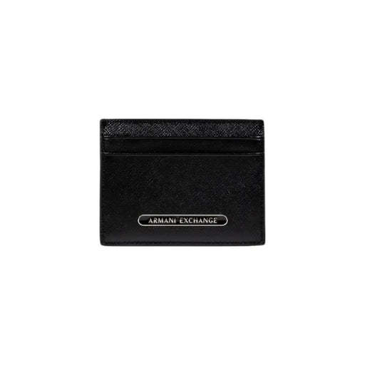 Noir Armani Exchange Portefeuille homme avec porte-cartes en cuir texturé et plaque logo argentée