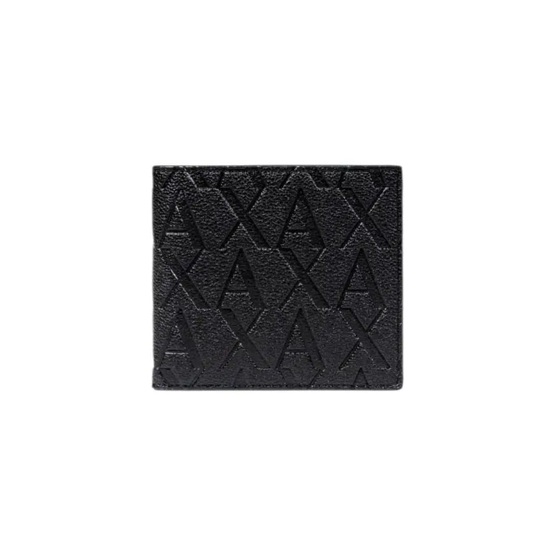 Texture noire Armani Exchange Portefeuille homme en cuir orné du logo AXA en relief.