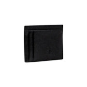 Porte-cartes en cuir noir texturé avec logo discret en relief de Armani Exchange collection de portefeuilles pour hommes