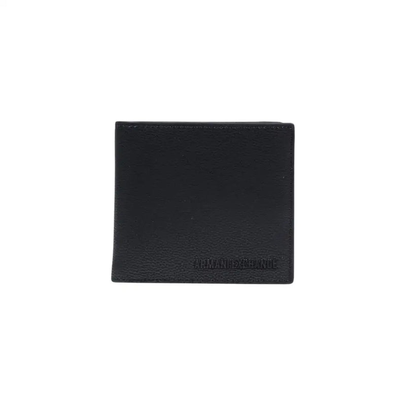 cuir noir Armani Exchange Portefeuille pour homme avec logo en relief mettant en valeur le verso du produit