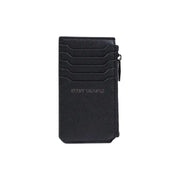 cuir noir texturé armani exchange Portefeuille homme avec porte-cartes, cinq emplacements et fermeture éclair