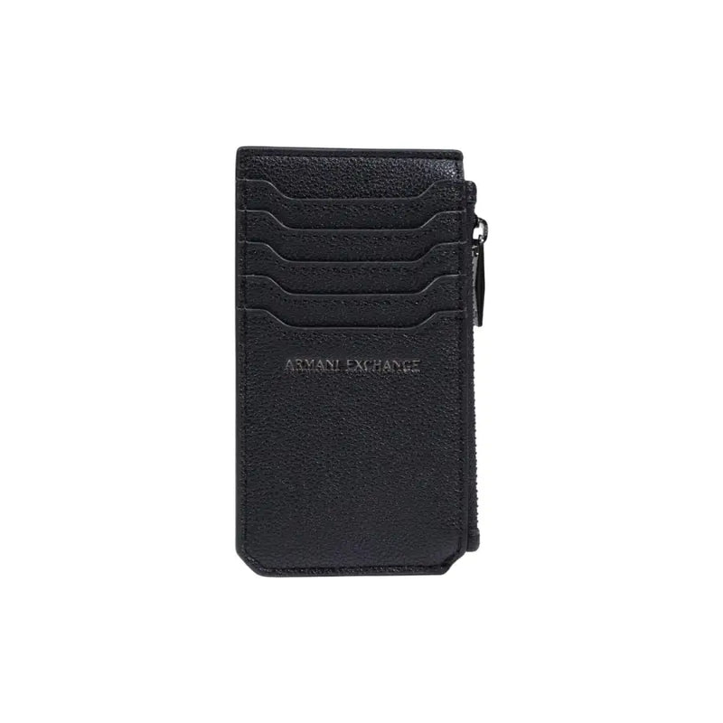 cuir noir texturé armani exchange Portefeuille homme avec porte-cartes, cinq emplacements et fermeture éclair