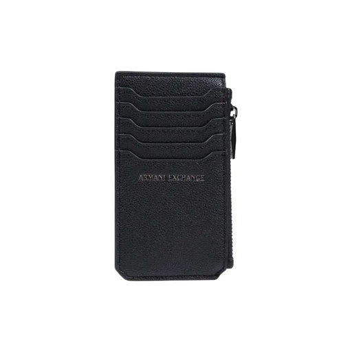 cuir noir texturé armani exchange Portefeuille homme avec porte-cartes, cinq emplacements et fermeture éclair