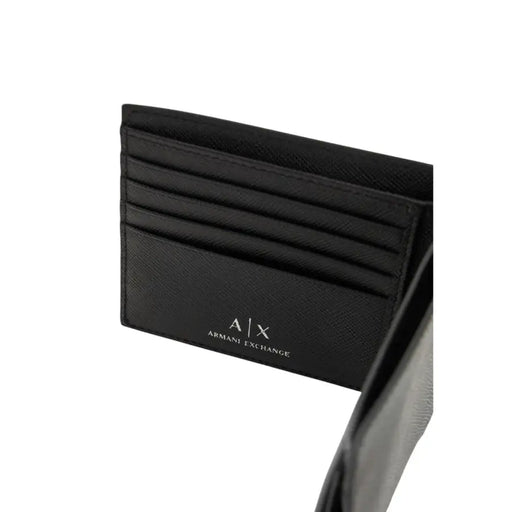 Porte-cartes en cuir noir avec logo a|x en relief armani exchange logo de armani exchange collection de portefeuilles pour hommes