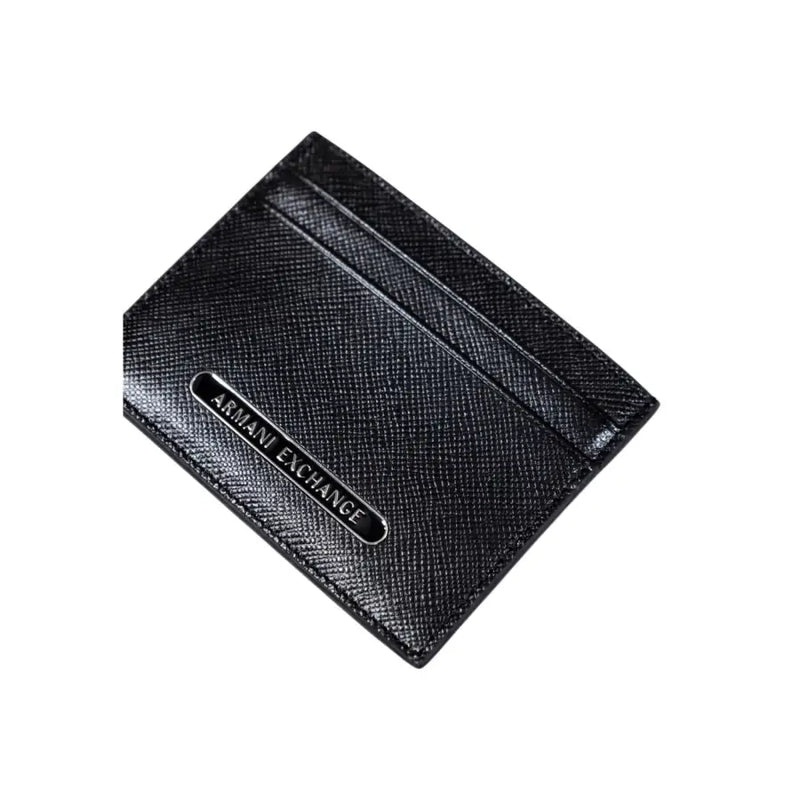 Noir Armani Exchange Portefeuille homme avec porte-cartes, surface texturée et finition métallique. Armani Exchange plaque logo