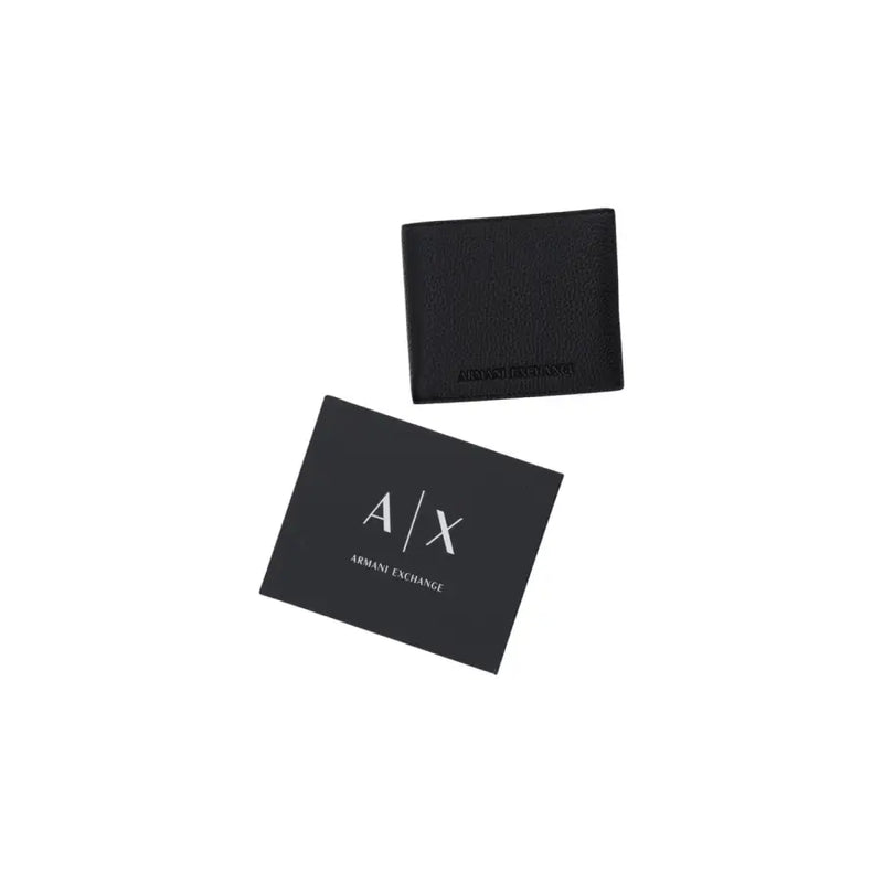 Noir Armani Exchange Portefeuille pour homme en cuir texturé, format portefeuille à deux volets, idéal au quotidien.