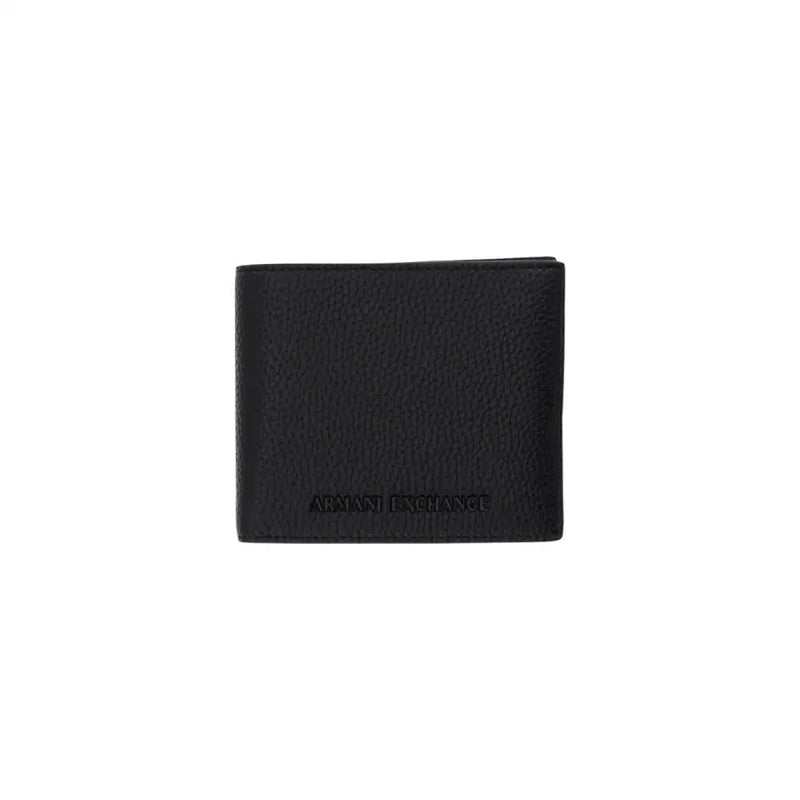 Armani Exchange portefeuille homme en cuir texturé noir à deux volets avec Armani Exchange en relief au centre