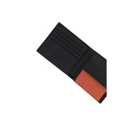 Armani Exchange Portefeuille homme en cuir noir avec intérieur orange contrastant et logo hache en relief sur le devant