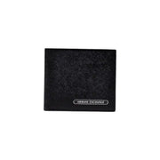Armani Exchange Portefeuille homme noir à surface texturée et plaque logo argentée visible sur le devant