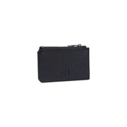 Armani Exchange men wallet black polyester zippered card case measuring 13x7x1.5 centimeters
