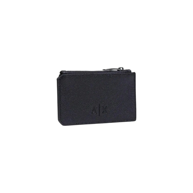 Armani Exchange men wallet black polyester zippered card case measuring 13x7x1.5 centimeters