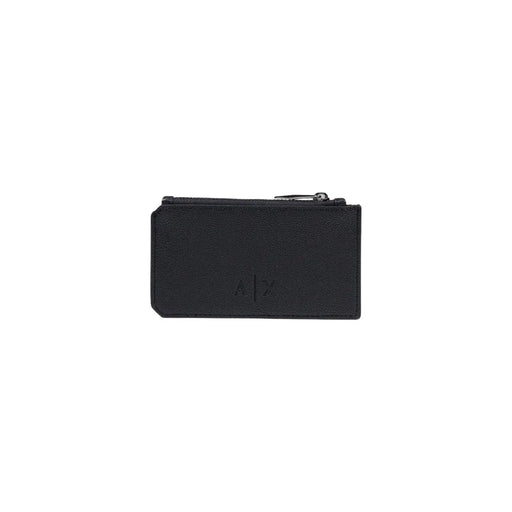 Armani Exchange Portefeuille homme en cuir noir avec fermeture éclair et logo ARX en relief, dimensions 13 x 7 x 1,5 cm, finitions en polyester.
