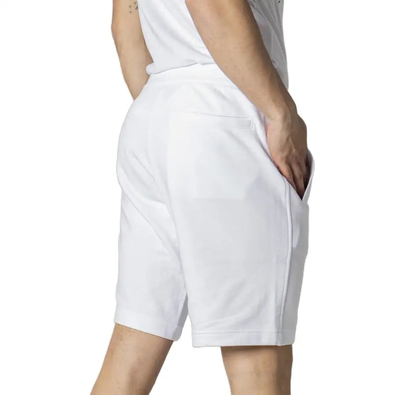 Armani exchange men white cotton shorts with clean minimalist design and subtle side seam detailing