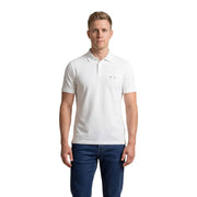 Armani Exchange Polo blanc à manches courtes en coton pour homme, avec logo discret sur la poitrine gauche