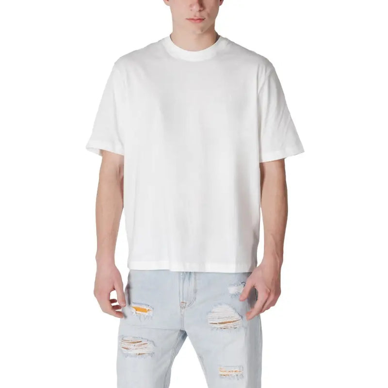 Armani Exchange men white cotton short sleeve round neck t shirt in oversized soft cotton fabric
