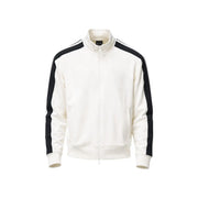 Armani Exchange Veste de survêtement zippée en coton blanc pour homme, avec bandes noires sur les manches et logo discret sur la poitrine