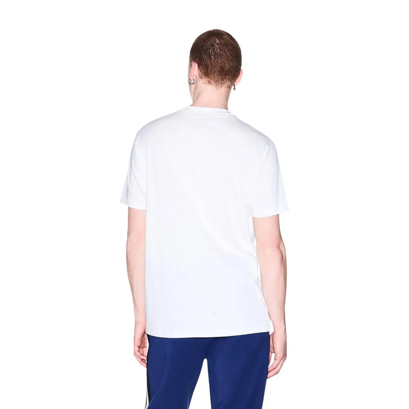 Armani Exchange T-shirt blanc en coton pour homme, à col rond simple et manches courtes.
