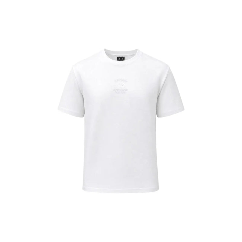 Armani Exchange T-shirt blanc en coton pour homme, manches courtes, avec logo discret sur la poitrine