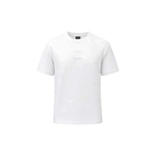 Armani Exchange T-shirt blanc en coton pour homme, manches courtes, avec logo discret sur la poitrine