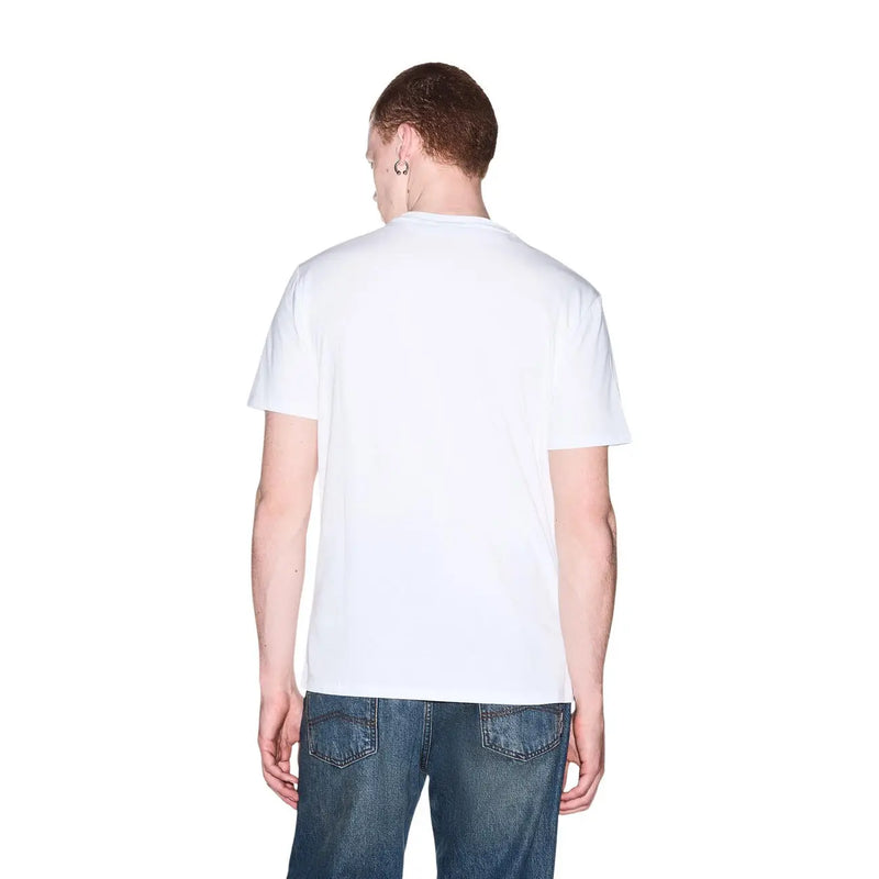 Armani Exchange T-shirt blanc en coton pour homme, col rond simple et manches courtes, vue de face