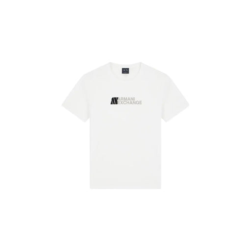 Armani Exchange T-shirt blanc en coton pour homme avec un logo argenté discret sur la poitrine, idéal pour une tenue décontractée.
