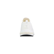 Armani Exchange Baskets blanches pour homme, style sport, en polyester, à enfiler, avec finition brillante et semelle noire (vue de dos).