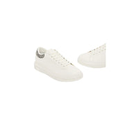 Armani Exchange homme textile blanc bas-top Baskets avec languette arrière texturée à motif noir et blanc visible à l'arrière