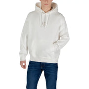Armani Exchange men’s beige cotton hooded sweatshirt with subtle embroidered logo on the chest