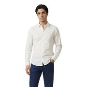 Armani Exchange Chemise homme noire à manches longues en coton à motif géométrique discret à pois foncés, vue de face