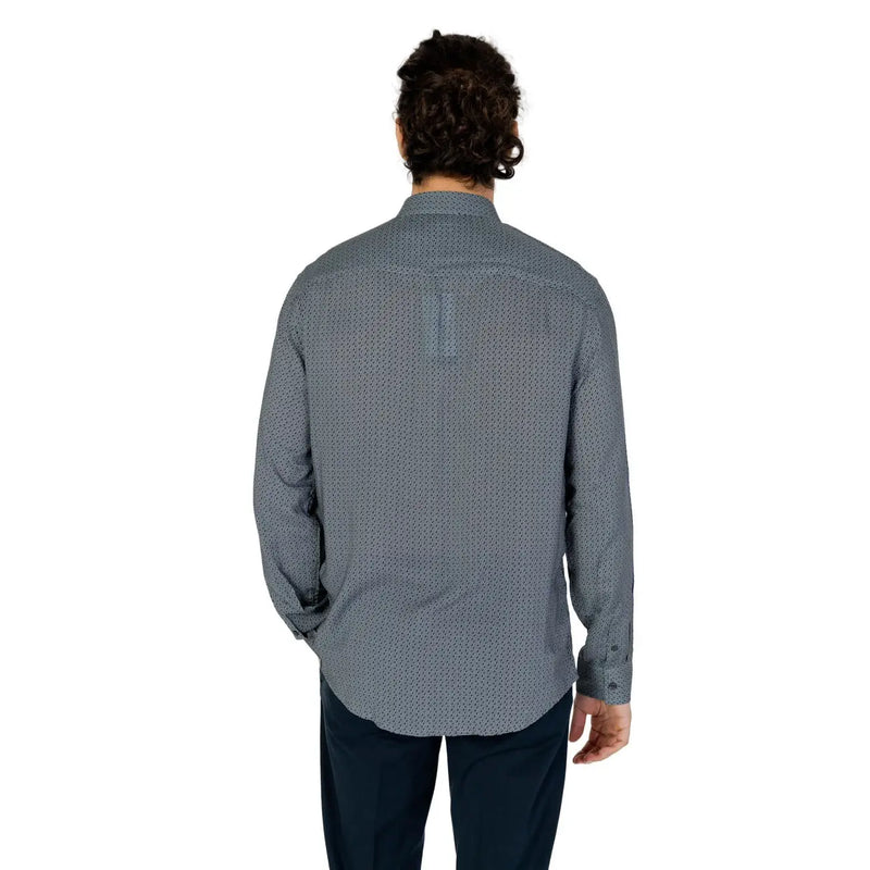 Armani Exchange men’s classic grey long sleeve button-down shirt with a subtle geometric pattern