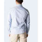 Armani Exchange men’s light blue long-sleeved cotton shirt with classic collar and buttoned cuffs