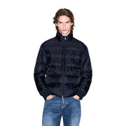 Armani Exchange Doudoune noire pour homme à motif géométrique matelassé et poignets côtelés, vue de face