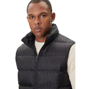 Armani Exchange doudoune sans manches noire matelassée pour homme, à motif géométrique et col montant (vue de face)