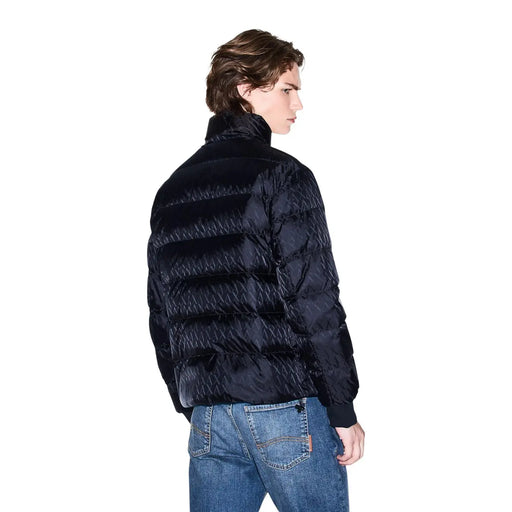 Armani Exchange Doudoune noire pour homme à motif géométrique matelassé, vue de face