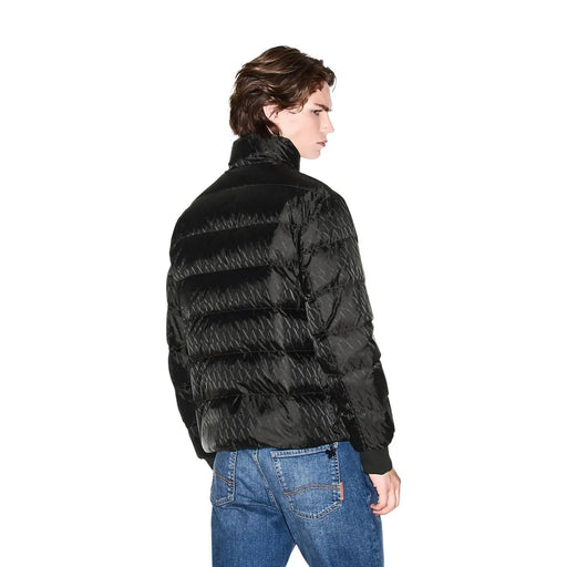 Armani Exchange Doudoune noire pour homme à motif géométrique matelassé, vue de face