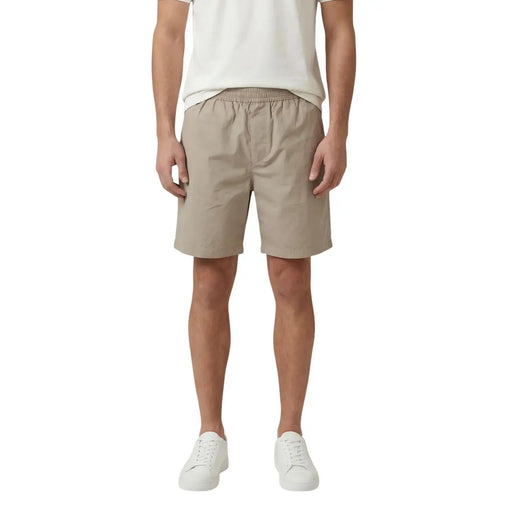 Armani Exchange Short pour homme en coton beige avec taille élastiquée, vue de face