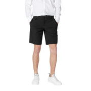 Armani Exchange Short pour homme en chino noir, coupe classique et fermeture boutonnée, vue de face