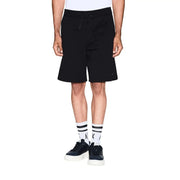 Armani Exchange Short noir pour homme, taille élastiquée avec cordon de serrage et logo discret sur le bas de la jambe droite, vue de face