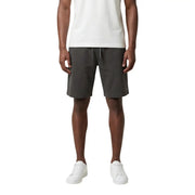 Armani Exchange Short pour homme en coton gris foncé avec taille élastiquée à cordon, vue de face