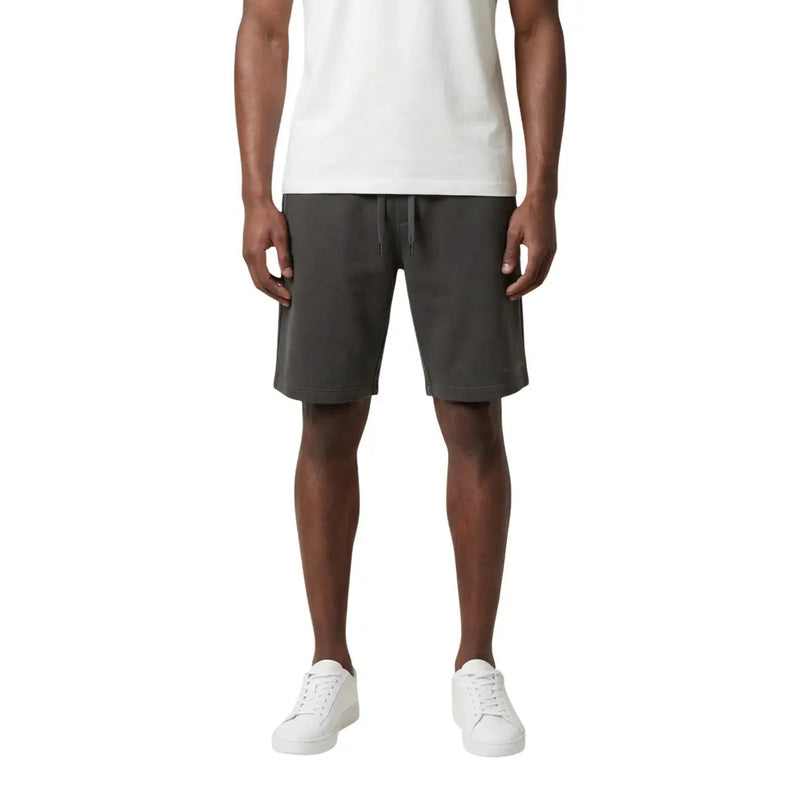 Armani Exchange Short pour homme en coton gris foncé avec taille élastiquée à cordon, vue de face