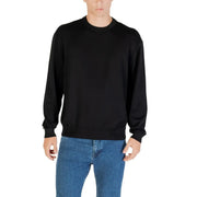 Armani Exchange Pull noir pour homme, col rond et poignets côtelés, vue de face